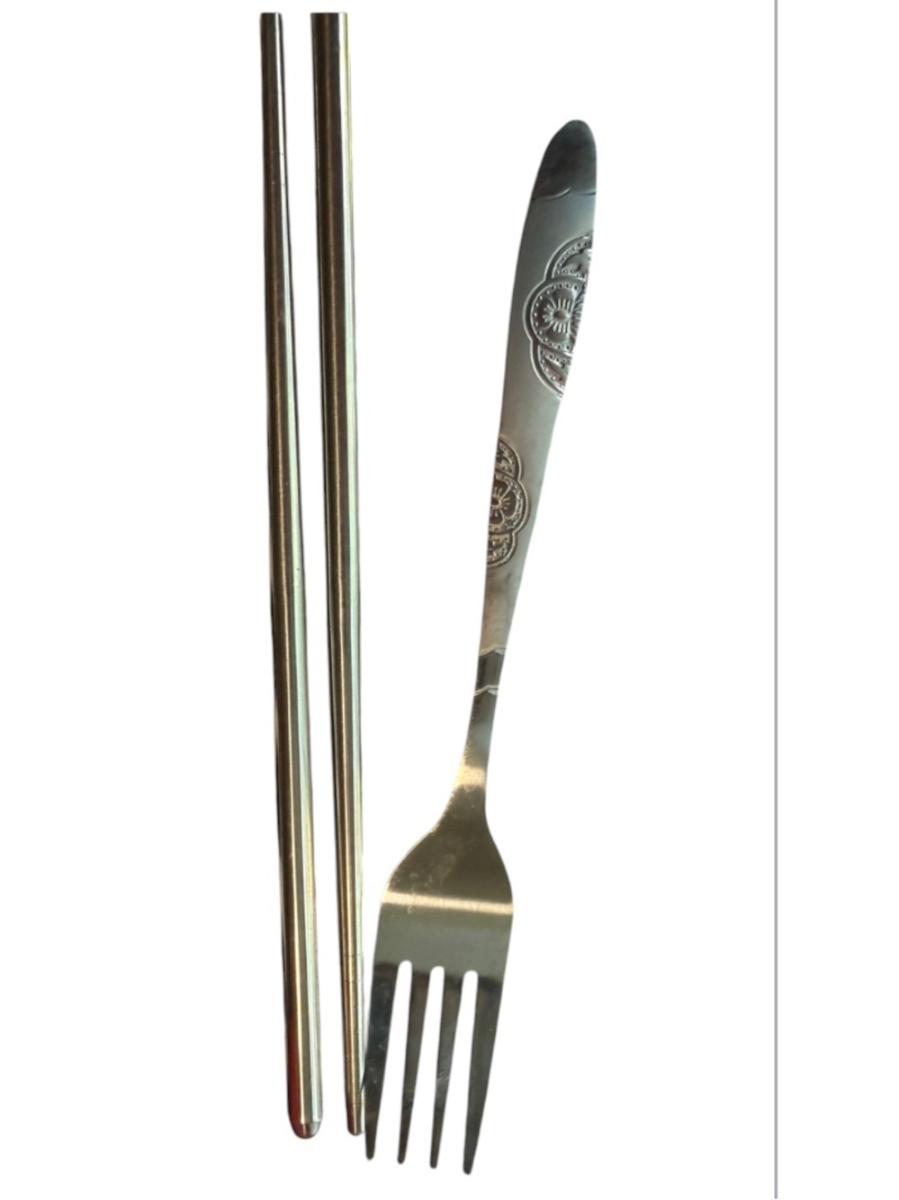 stainless steel flatware set consisting of a pair of metal chopsticks